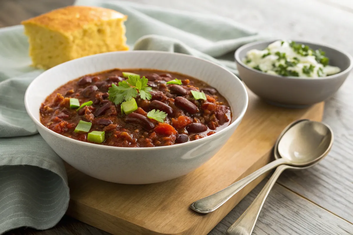 Red bean chili finished dish"