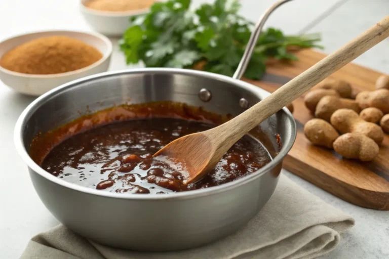 Tamarind sauce cooking action