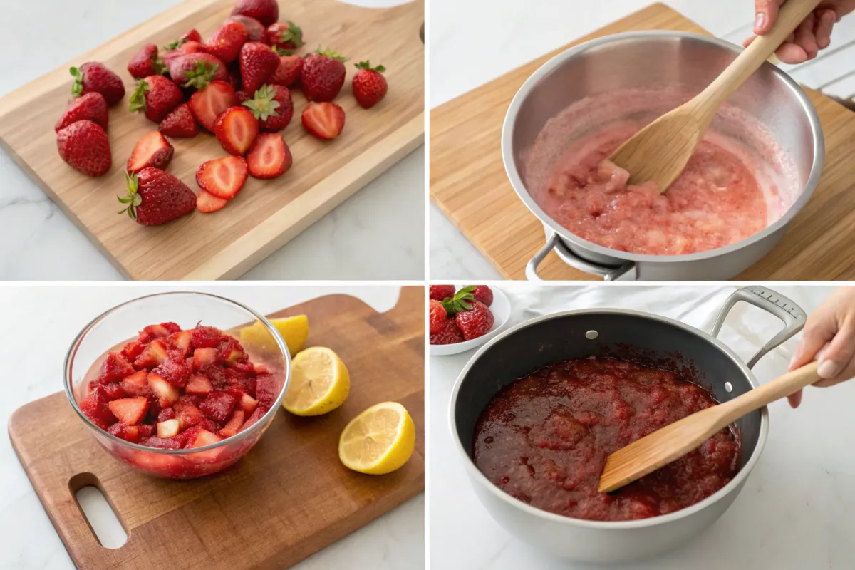 "Strawberry butter cooking process"