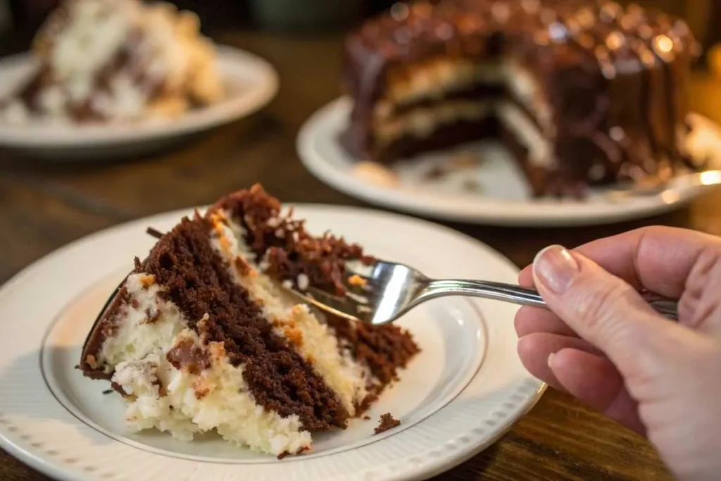 Taste the rich chocolate and coconut layers of this indulgent cake