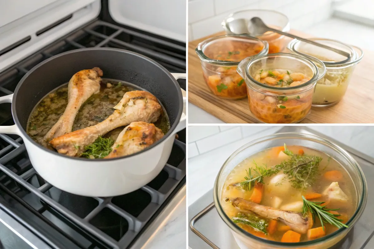 Chicken bone broth cooking process