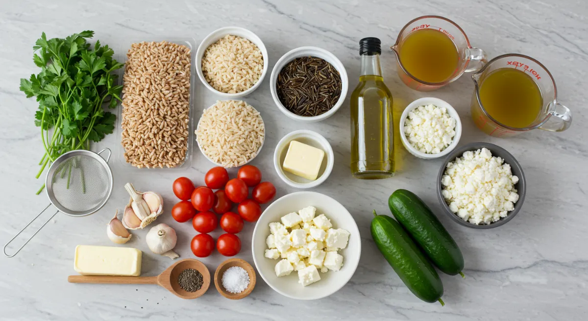 farro and rice ingredients