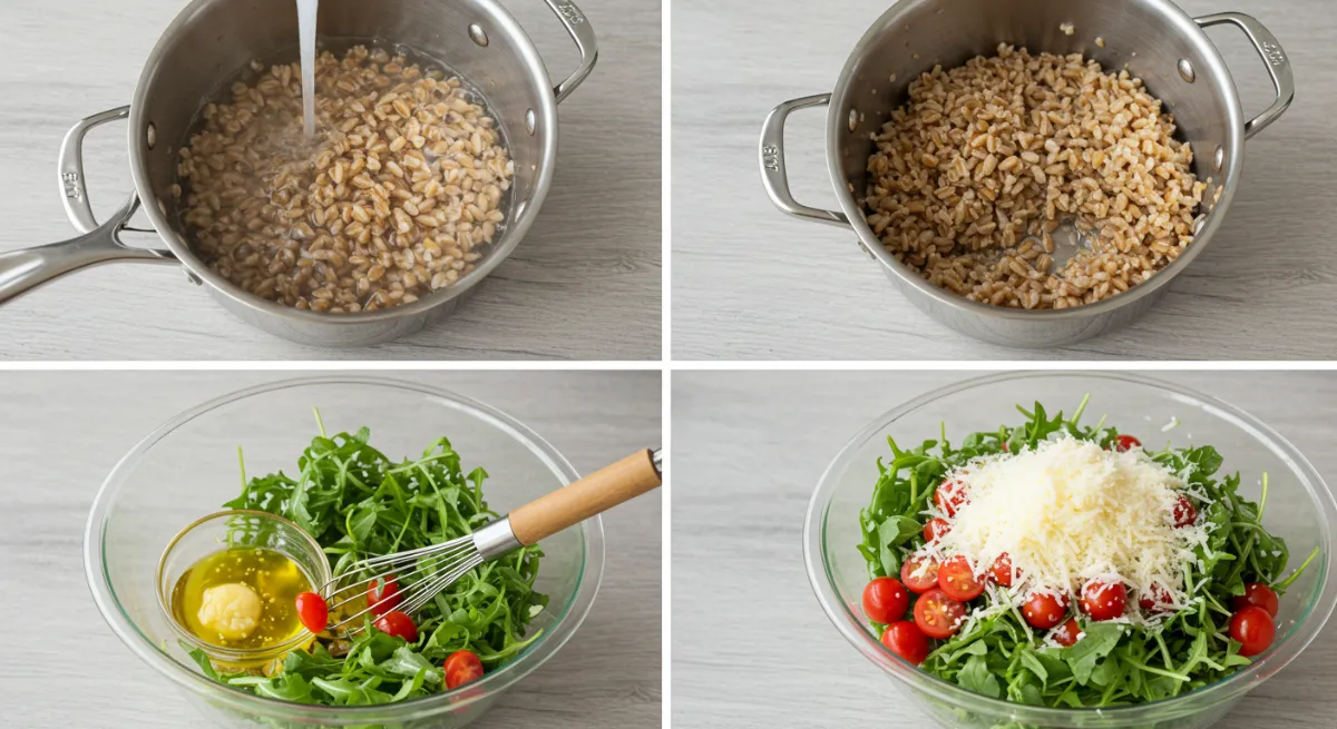 farro salad cooking process