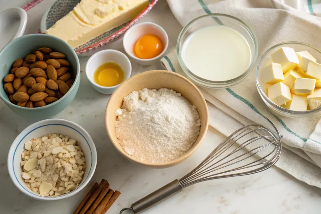 Fresh ingredients and utensils on a kitchen counter.