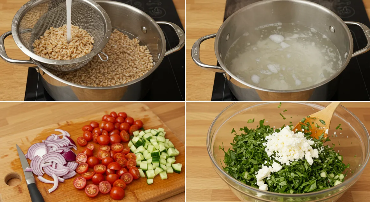 Ina Garten Farro Salad cooking process