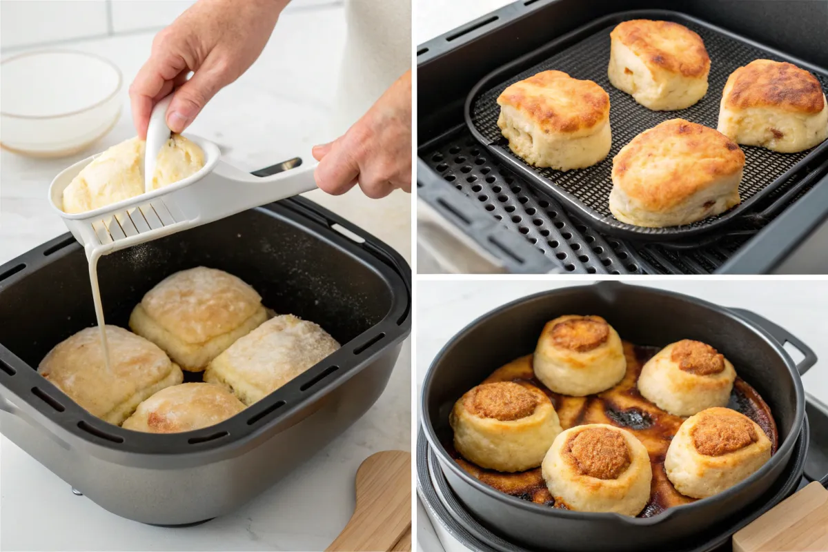 Pillsbury dough cooking process in an air fryer