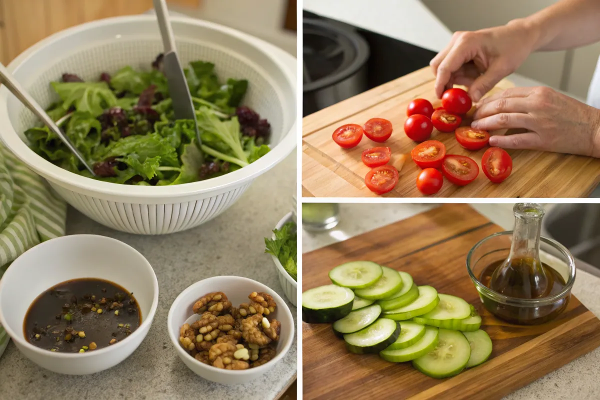 salad field greens cooking process